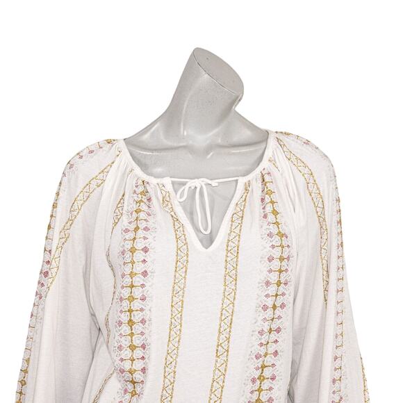 Mes Demoiselles Paris Women's Boho Pullover Blouse golden embroidered stripe 40 - Picture 8 of 8